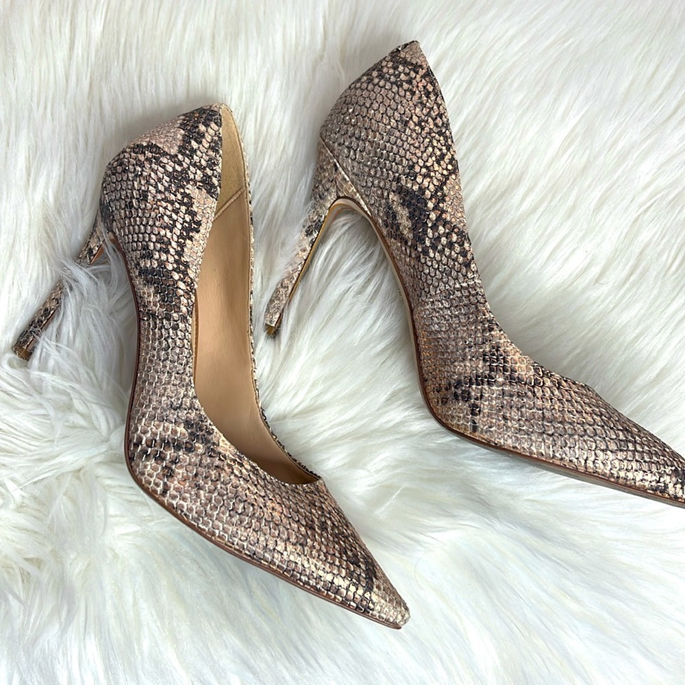 ‼️LAST CHANCE‼️Sam Edelman Snakeskin Heels - Tan and Black - Picture 2 of 8